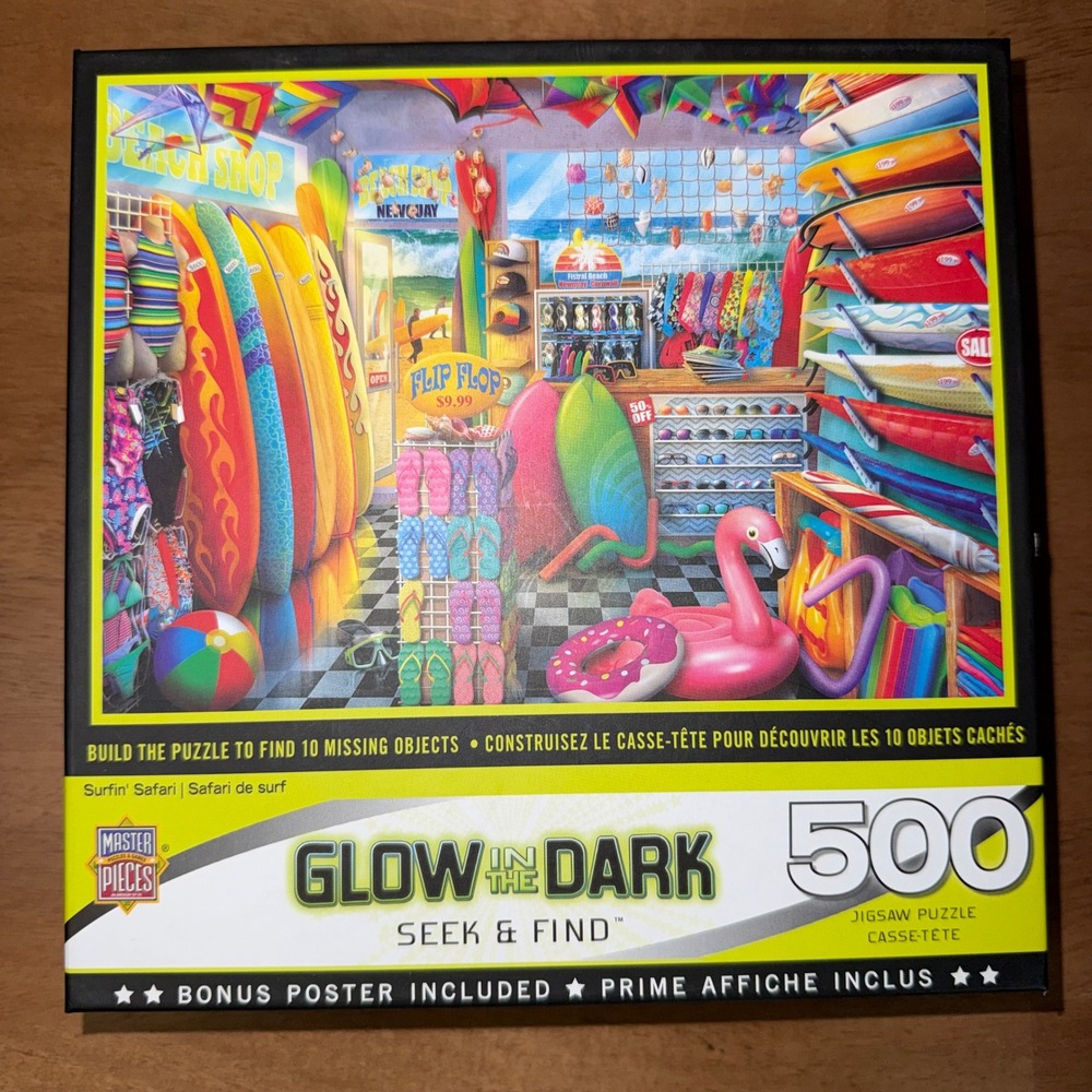 MasterPieces Surfin Safari 500 Piece Glow in the Dark Seek and Find Puzzle